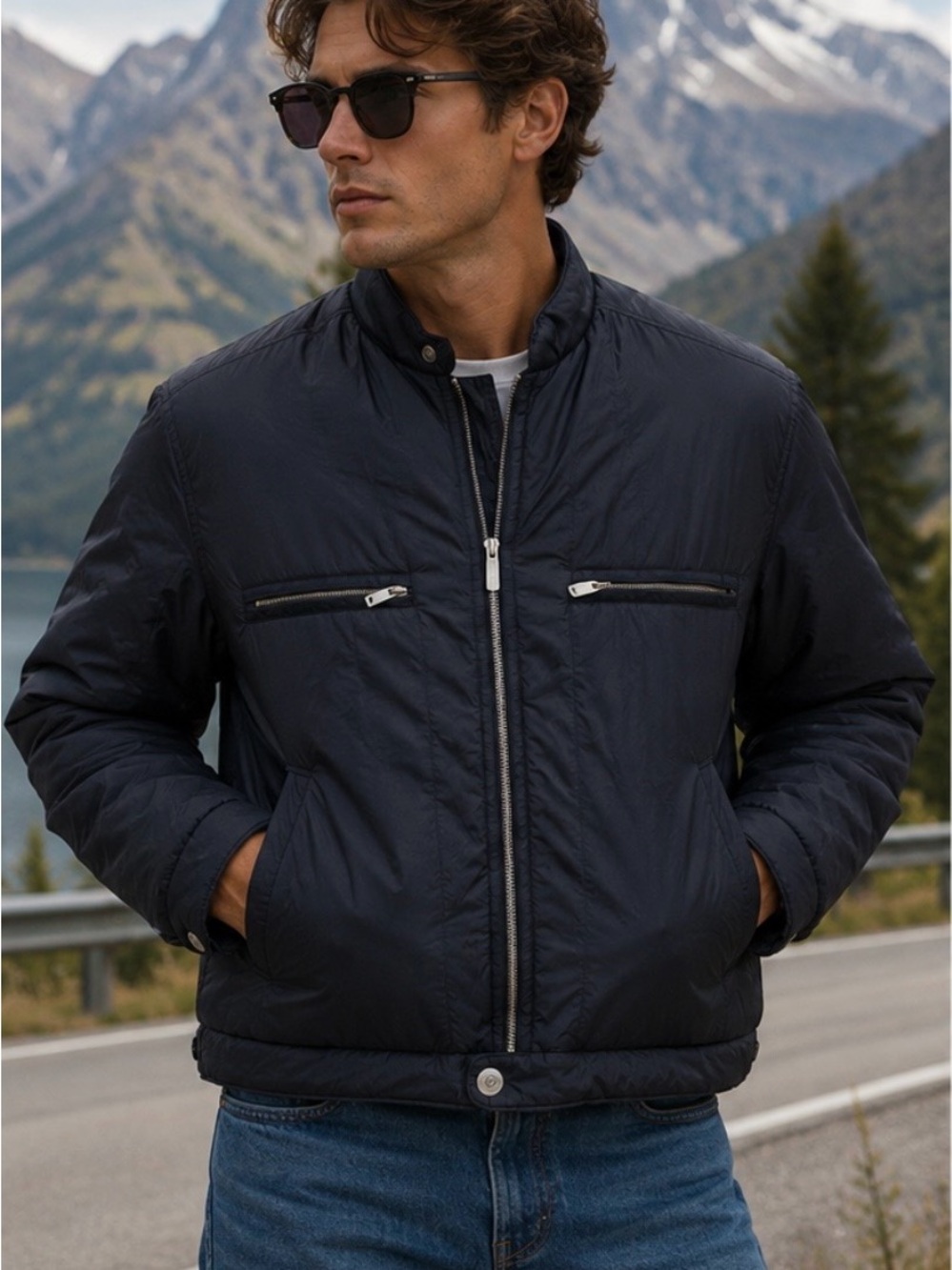 Matinique Men’s Black Quilted Bomber Jacket Medium Zip Front ⧉
